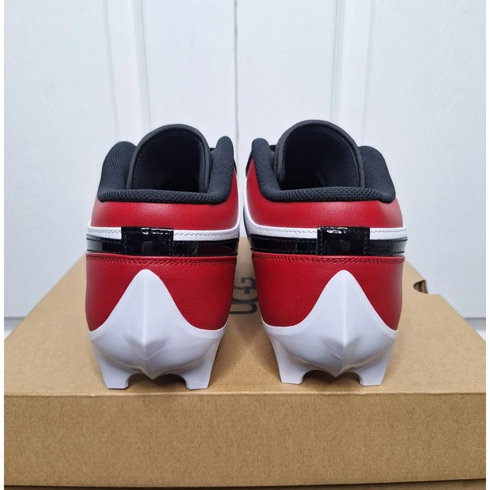 Jordan 1 Low TD Football Cleat Patent Bred Toe Red Black size 16 FJ6245-601